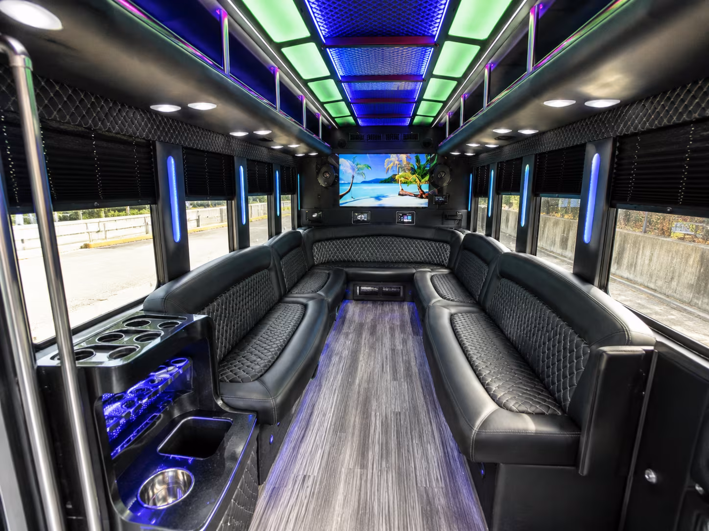 fort pierce 18 passenger party bus inside