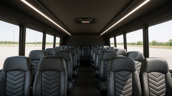 Interior of Charter Bus Company Fort Pierce's 25 Passenger Mini bus in Fort Pierce