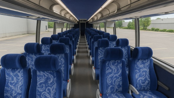 Interior of Charter Bus Company Fort Pierce's 55 Passenger Charter Bus in Fort Pierce