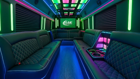 Interior of Charter Bus Company Fort Pierce's Party Bus in Fort Pierce